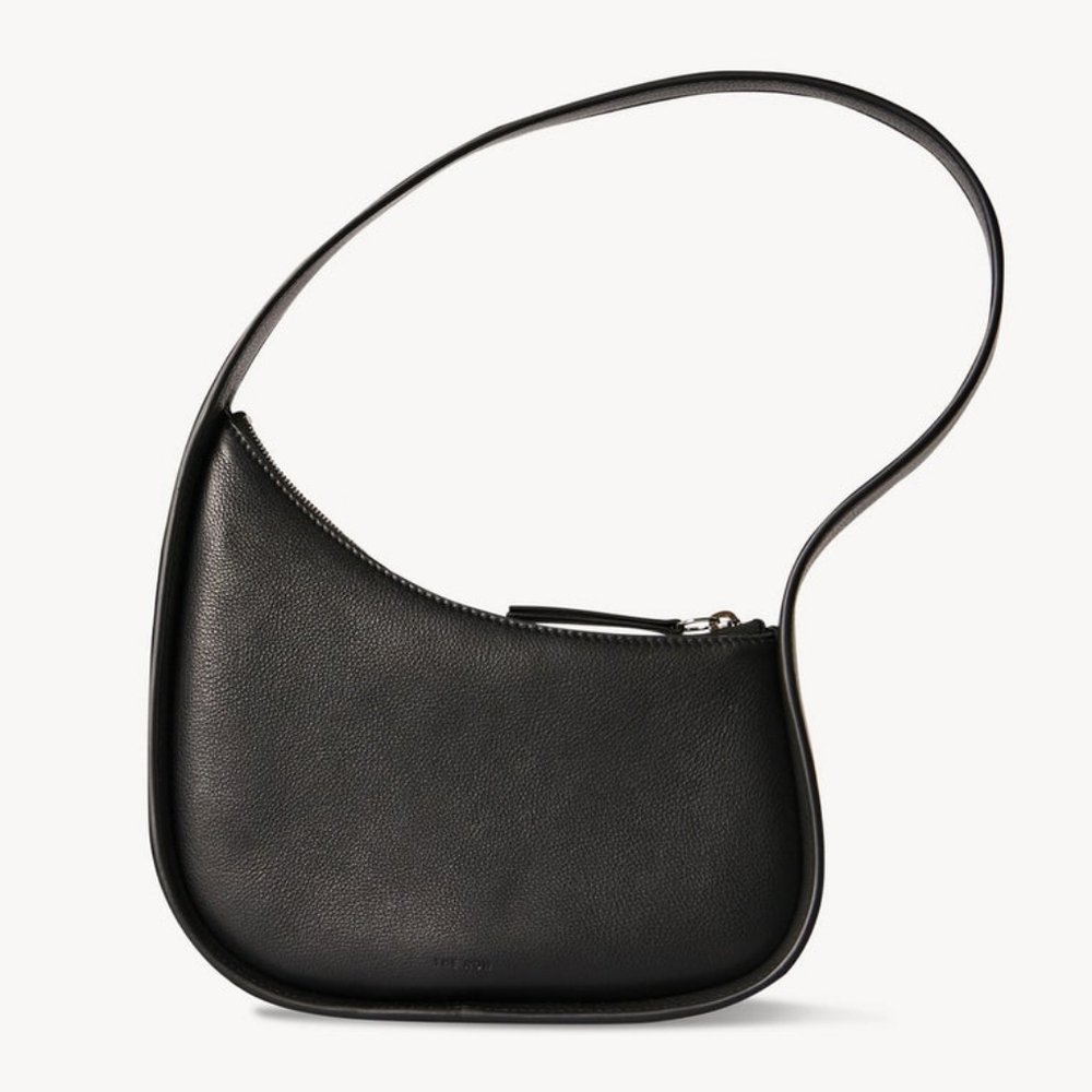 The Row Half Moon Bag in Black Leather